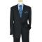 Giorgio Sanetti Navy Blue With Sky Blue Pinstripes With Navy Hand-Pick Stitching Super 150's 100% Wool Suit 2180